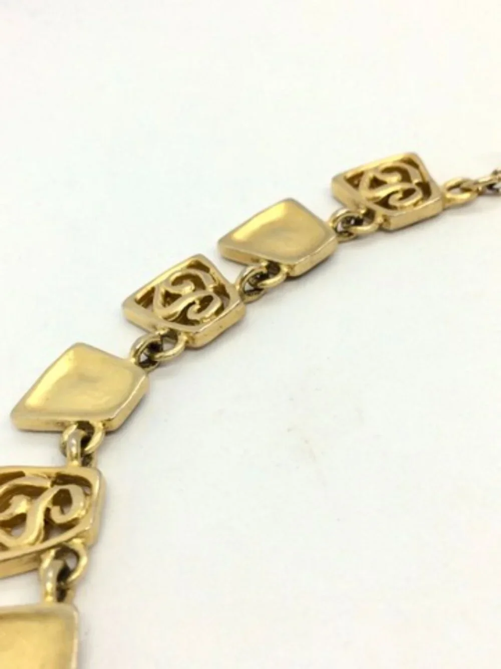 VINTAGE GOLD TONE Necklace Etruscan Revival Filigree Collar Brushed 16